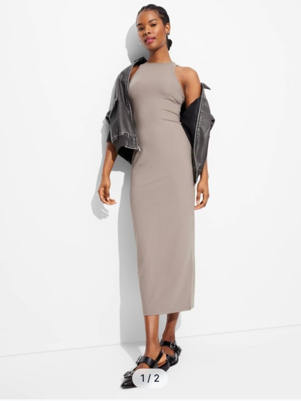 Wild Fable XS Womens Maxi Bodycon Dress Sleeveless Racerback Light Brown